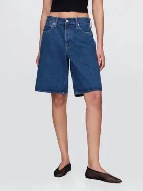 11″ Orta Bel Uzun Kesim Denim Şortlar