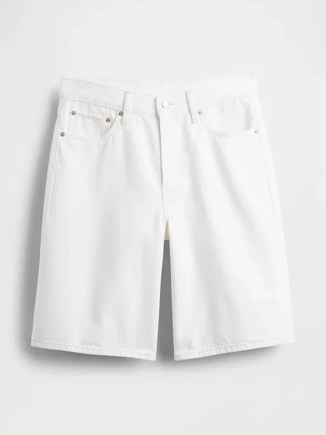 11" Orta Bel Uzun Kesim Denim Şortlar