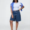 11" Orta Bel Uzun Kesim Denim Şortlar