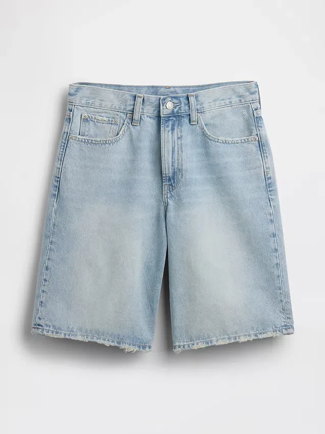 11" Orta Bel Uzun Kesim Denim Şortlar