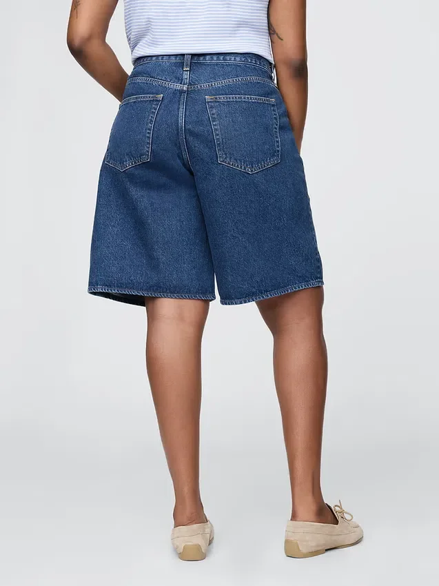 11" Orta Bel Uzun Kesim Denim Şortlar