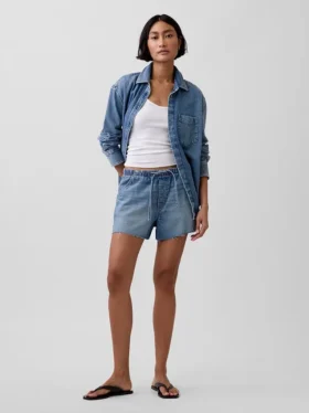 3,5 inç Alçak Bel Kolay Denim Şortlar