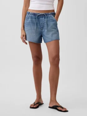 3,5 inç Alçak Bel Kolay Denim Şortlar