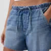 3,5 inç Alçak Bel Kolay Denim Şortlar