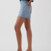 3,5 inç Yüksek Bel Rahat Düz Kesim Denim Şortlar