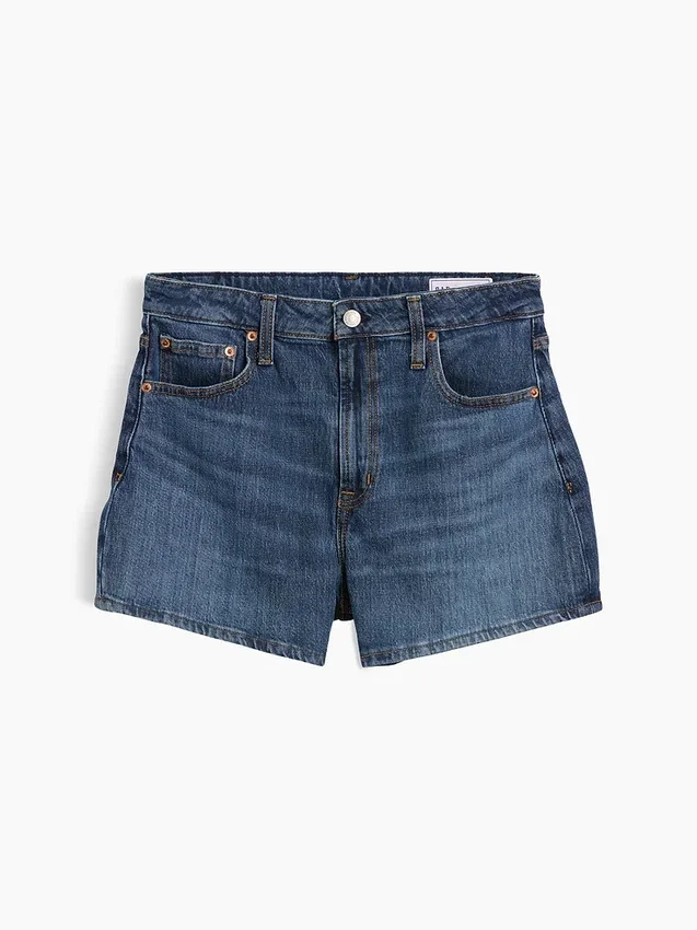 3,5 inç Yüksek Bel Rahat Düz Kesim Denim Şortlar
