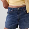 3,5 inç Yüksek Bel Rahat Düz Kesim Denim Şortlar