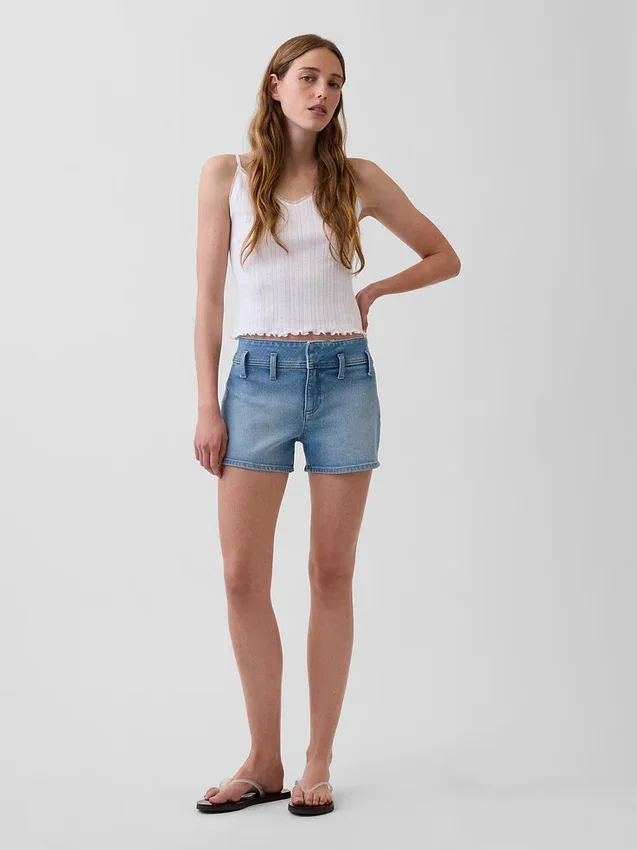 3" Düşük Bel Denim Şortlar