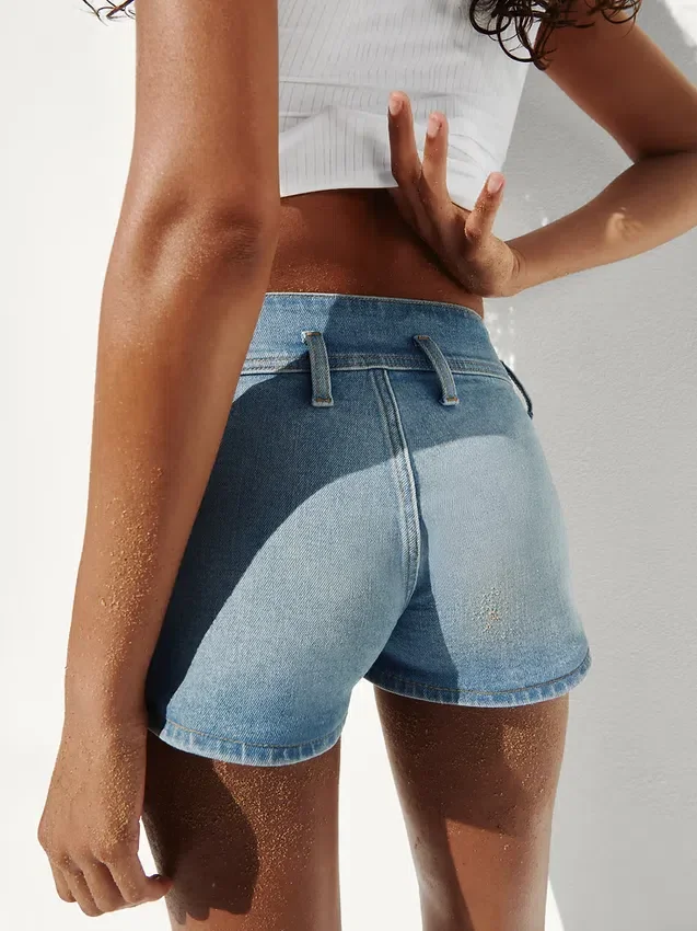 3" Düşük Bel Denim Şortlar
