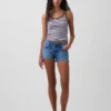 3 inç Düşük Bel Bağcıklı Denim Şortlar