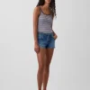 3 inç Düşük Bel Bağcıklı Denim Şortlar