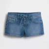 3 inç Düşük Bel Bağcıklı Denim Şortlar