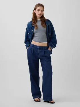 365 Düşük Bel Denim Pileli Pantolon