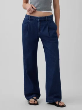 365 Düşük Bel Denim Pileli Pantolon