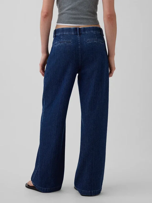365 Düşük Bel Denim Pileli Pantolon