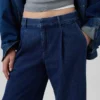 365 Düşük Bel Denim Pileli Pantolon