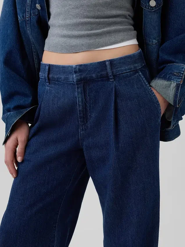 365 Düşük Bel Denim Pileli Pantolon