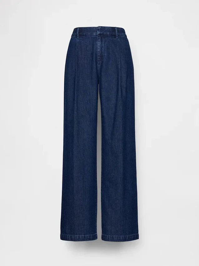 365 Düşük Bel Denim Pileli Pantolon