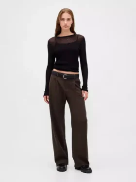 365 Düşük Bel Fırçalanmış Twill Pileli Pantolon