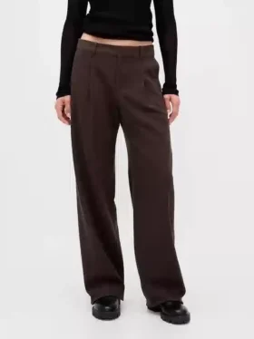 365 Düşük Bel Fırçalanmış Twill Pileli Pantolon