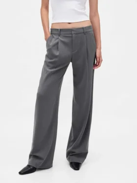 365 Düşük Bel Fırçalanmış Twill Pileli Pantolon