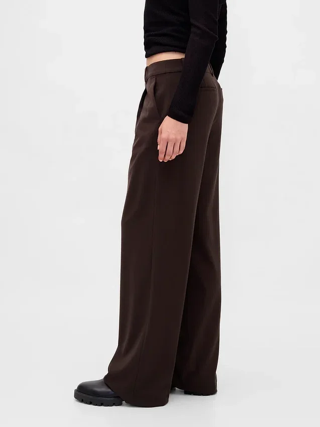 365 Düşük Bel Fırçalanmış Twill Pileli Pantolon