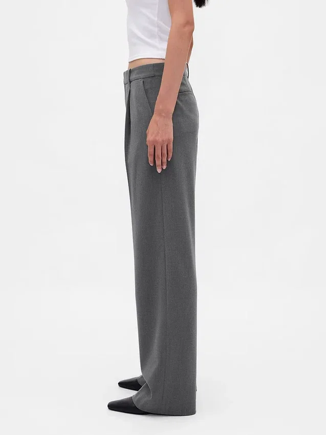 365 Düşük Bel Fırçalanmış Twill Pileli Pantolon