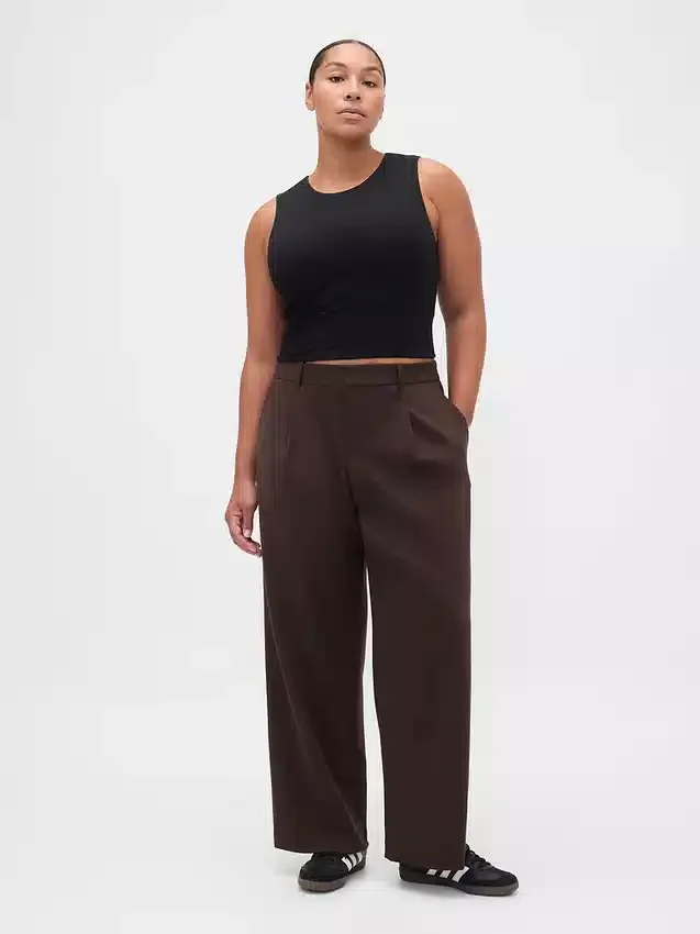 365 Düşük Bel Fırçalanmış Twill Pileli Pantolon