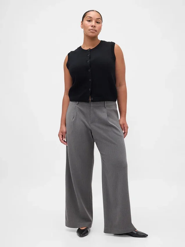 365 Düşük Bel Fırçalanmış Twill Pileli Pantolon