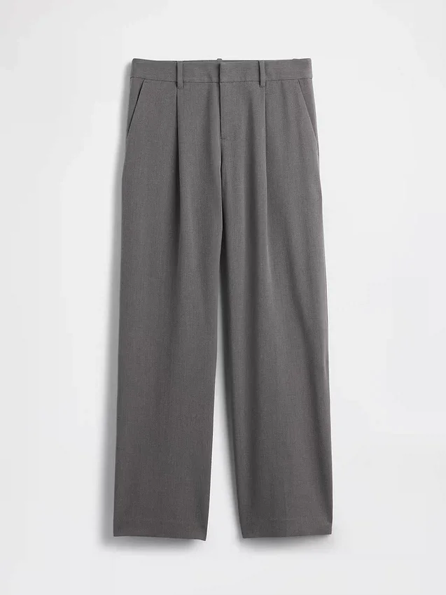 365 Düşük Bel Fırçalanmış Twill Pileli Pantolon