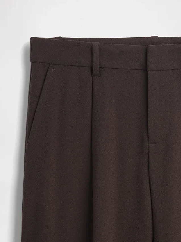 365 Düşük Bel Fırçalanmış Twill Pileli Pantolon