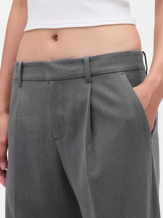 365 Düşük Bel Fırçalanmış Twill Pileli Pantolon