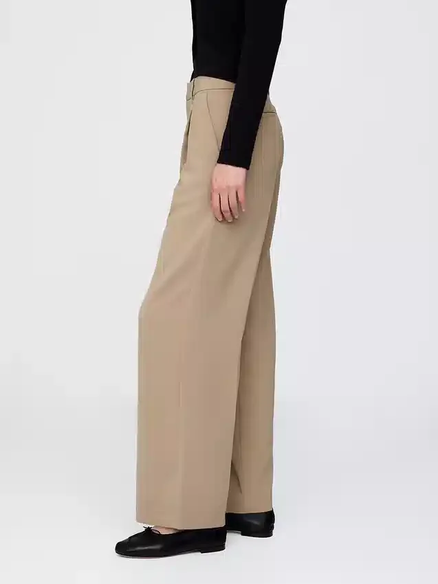 365 Düşük Bel Pileli Geniş Paça Pantolon