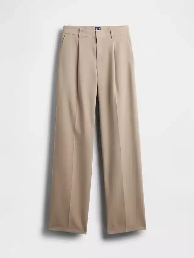 365 Düşük Bel Pileli Geniş Paça Pantolon