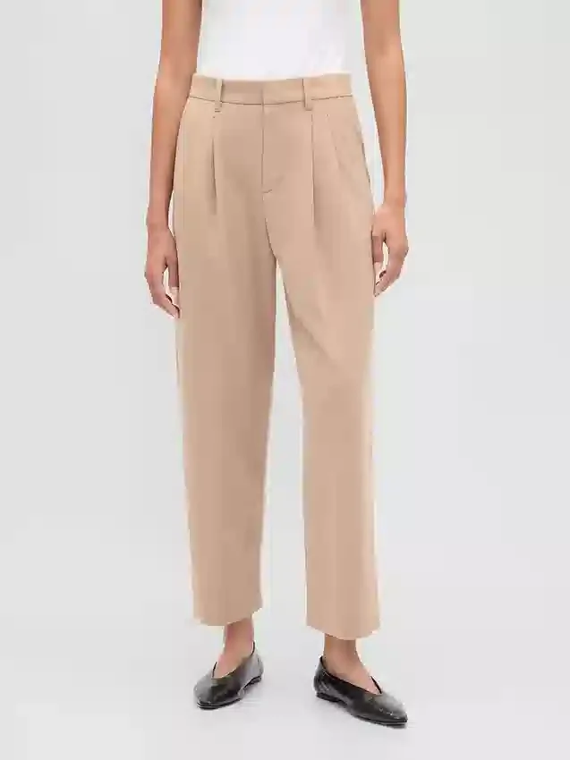 365 Yüksek Bel Fırçalanmış Twill Dar Paça Ayak Bileği Pantolon