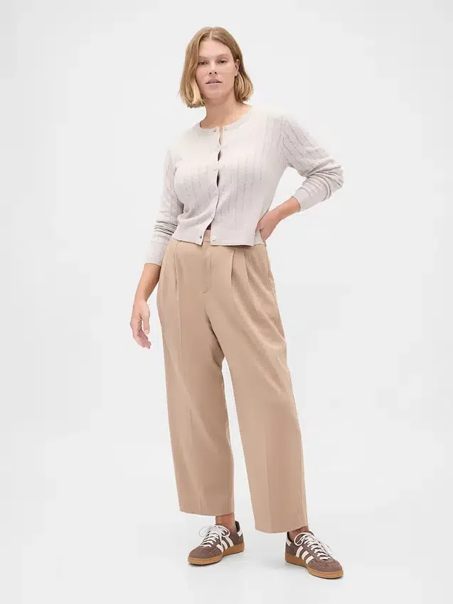 365 Yüksek Bel Fırçalanmış Twill Dar Paça Ayak Bileği Pantolon