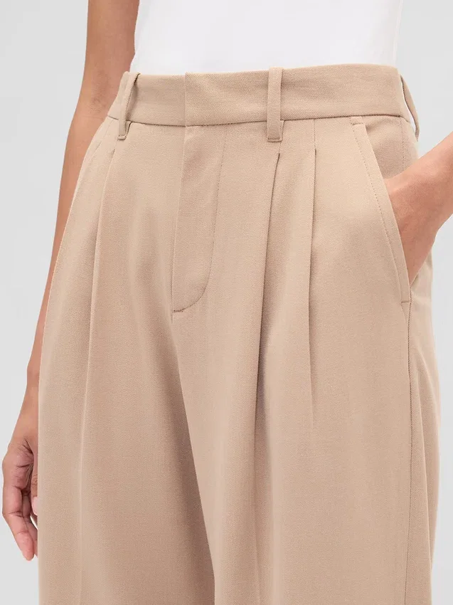 365 Yüksek Bel Fırçalanmış Twill Dar Paça Ayak Bileği Pantolon