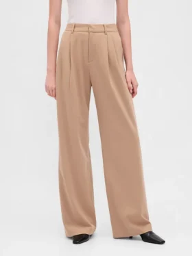 365 Yüksek Bel Fırçalanmış Twill Pileli Pantolon