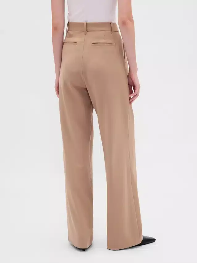 365 Yüksek Bel Fırçalanmış Twill Pileli Pantolon