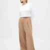 365 Yüksek Bel Fırçalanmış Twill Pileli Pantolon