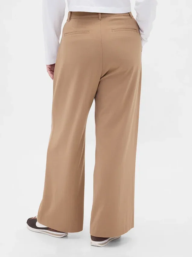 365 Yüksek Bel Fırçalanmış Twill Pileli Pantolon
