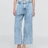 365 Yüksek Bel Ultra Yumuşak Denim Pileli Bilek Boyu Pantolon