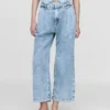 365 Yüksek Bel Ultra Yumuşak Denim Pileli Bilek Boyu Pantolon