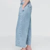 365 Yüksek Bel Ultra Yumuşak Denim Pileli Bilek Boyu Pantolon