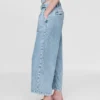 365 Yüksek Bel Ultra Yumuşak Denim Pileli Bilek Boyu Pantolon