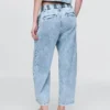 365 Yüksek Bel Ultra Yumuşak Denim Pileli Bilek Boyu Pantolon