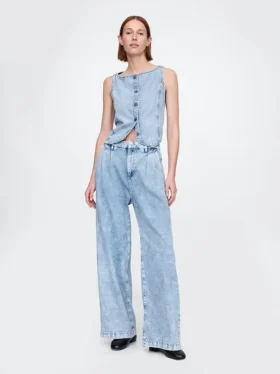 365 Yüksek Bel Ultra Yumuşak Pileli Denim Pantolon