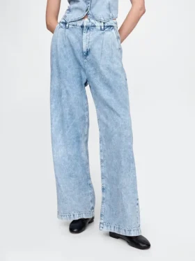 365 Yüksek Bel Ultra Yumuşak Pileli Denim Pantolon