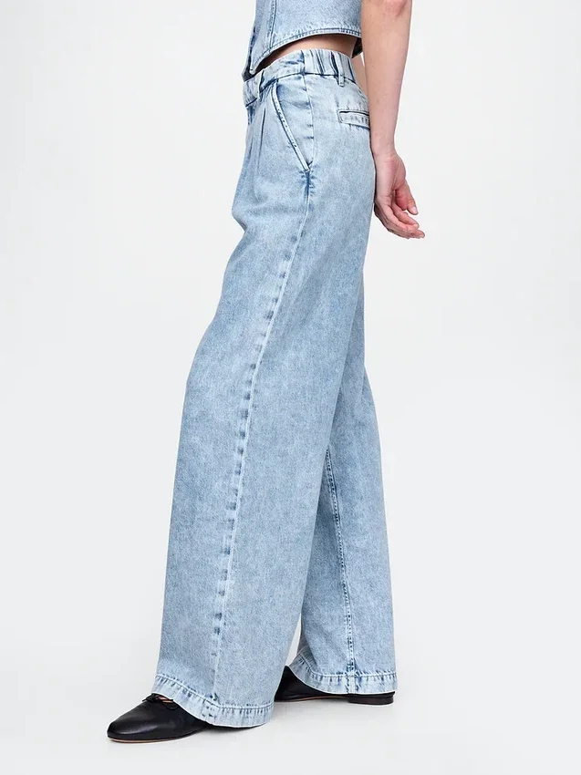 365 Yüksek Bel Ultra Yumuşak Pileli Denim Pantolon