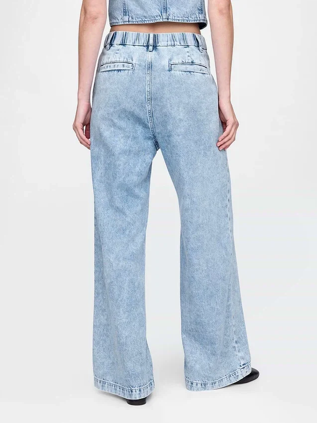 365 Yüksek Bel Ultra Yumuşak Pileli Denim Pantolon